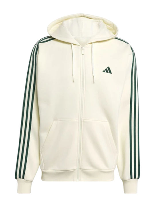 adidas Essentials 3-Stripes Hooded Cardigan White