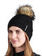 Beanie Damen Fleece Strickmütze in Schwarz