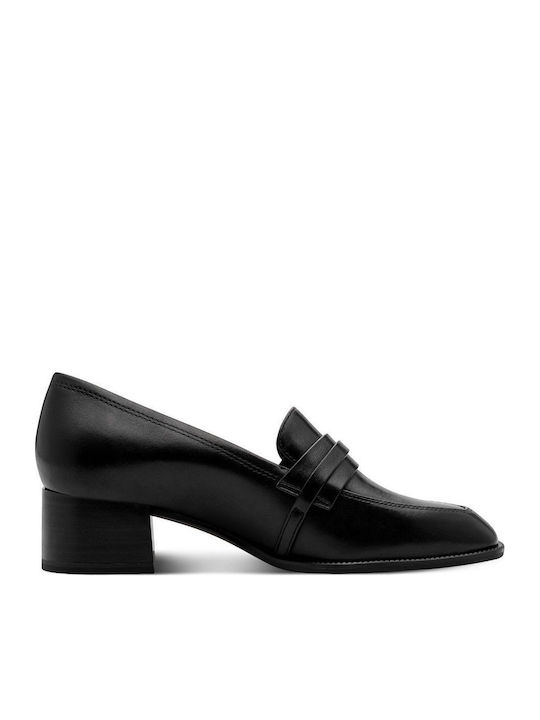 Leder Loafer Pumps mit Chunky Absatzhöhe Schwarz