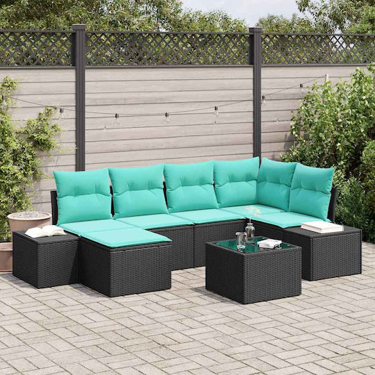 Garden & Outdoor Furniture Sets Living Room Set 6 Pieces Turquoise with Pillows
