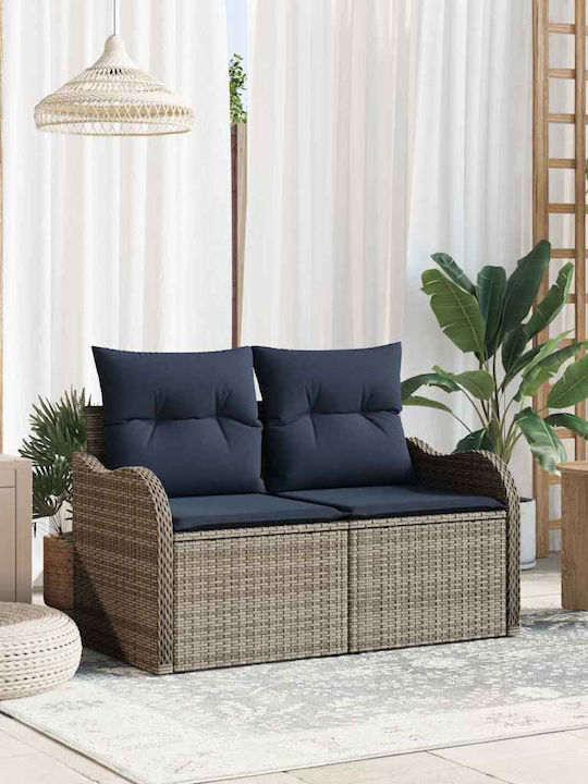 Canapea Cu Două Locuri De Exterior Din Rattan Cu Perne 121x62x69cm