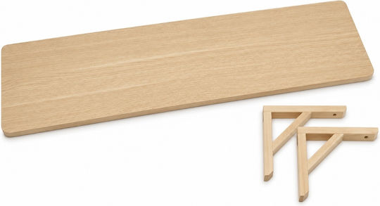 Wall Shelf Wooden Shade 120 x 30 Brown Supports - Wooden Library Shelf