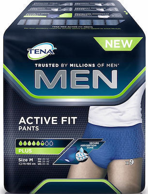 Tena Men Active Fit Plus Πάνες Βρακάκι Ακράτειας Medium σε Μπλε Χρώμα 9τμχ