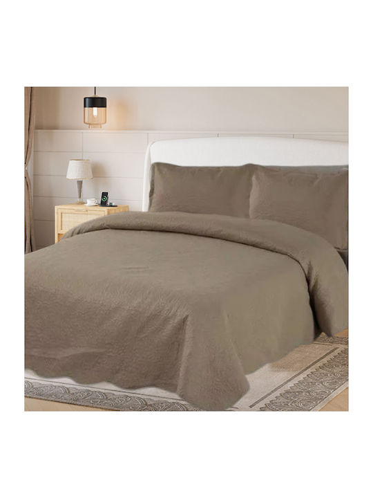 SpitiBazaar SpitiBazaar Tagesdecken Übergröße Baumwolle Μόκα 220x240cm 3 Stück