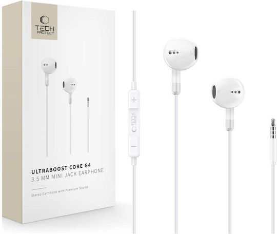 Tech-Protect UltraBoost Core G4 In-ear Handsfree Earphones with 3.5mm Plug White