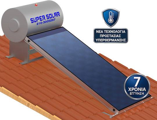 Super Solar Ηλιακός Θερμοσίφωνας 200lt Glass Διπλής Ενέργειας 2.4τ.μ. Κεραμοσκεπής Επιλεκτικός