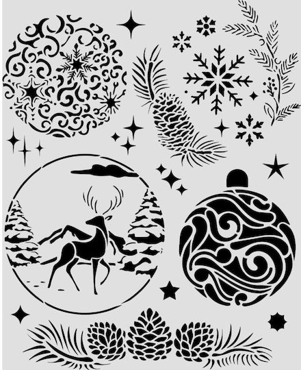 Thick Stencil 20x25cm Stamperia Christmas Χριστουγεννιάτικες Μπάλες