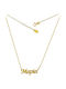 Atofio Kosmima Necklace Name In 9 K Gold With Pink Diamond