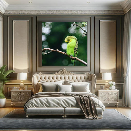 Painting Green Parakeet On A Branch Green Parakeet One Branch 110x110