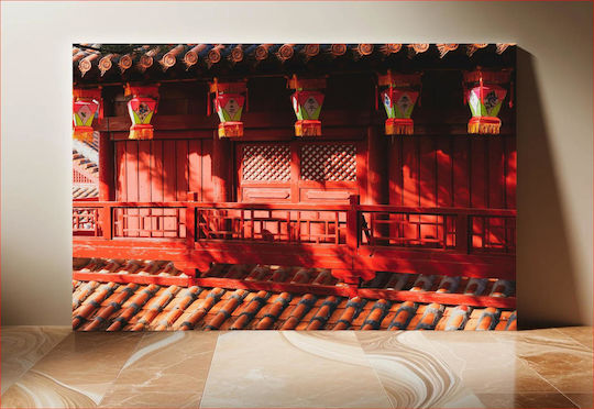 Painting Traditional Red Lanterns On Red Building 150x100