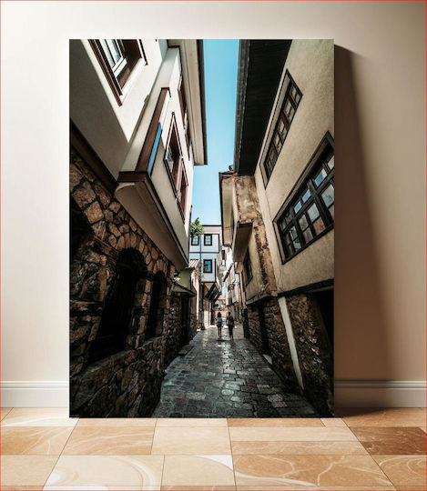 Painting Traditional Alleyway Stone Wooden Buildings Traditional Alleyway Stone Wooden Buildings 100x150