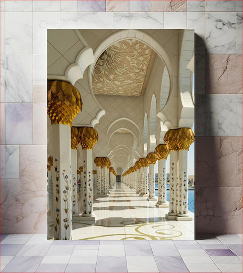 Πίνακας Intricate Architecture Golden Accents Περίπλοκη Αρχιτεκτονική Χρυσές Αποχρώσεις 100x150