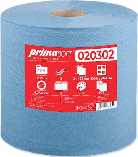 Rola de hârtie albastră industrială Prima Soft 290 m 2 straturi 24x36 cm set de 2 role Prima Soft