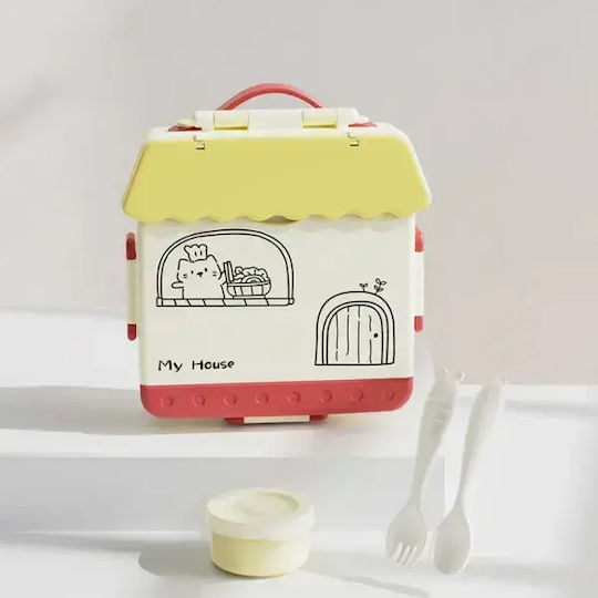 4-Compartment Plastic Kids' Food Container Red