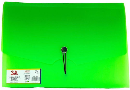 Next File Folder 13 Compartments Rubber Band A4 Turquoise