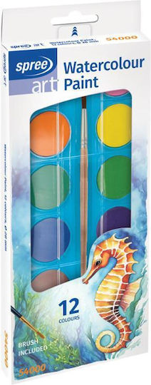 Spree Zmartimports Aquarelle Set mit 12 Farben und Pinsel