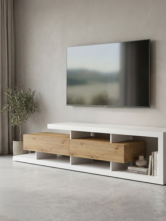 TV-Ständer Arbero Weiß-Eiche M198xT40xH45cm