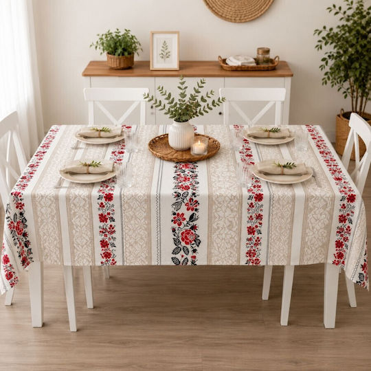 Pucioasa Cotton Red Tablecloth 120x160cm