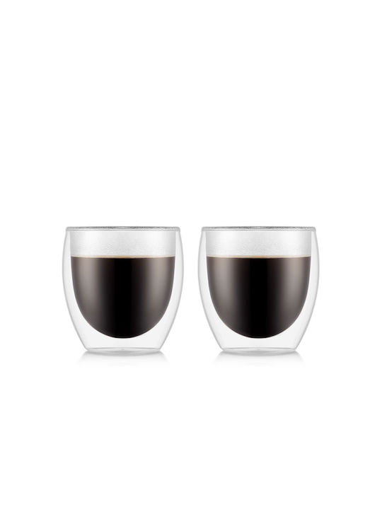 Bodum Pavina Set Gläser Kaffee/Freddo aus Glas in Braune Farbe 250ml 2 Stück