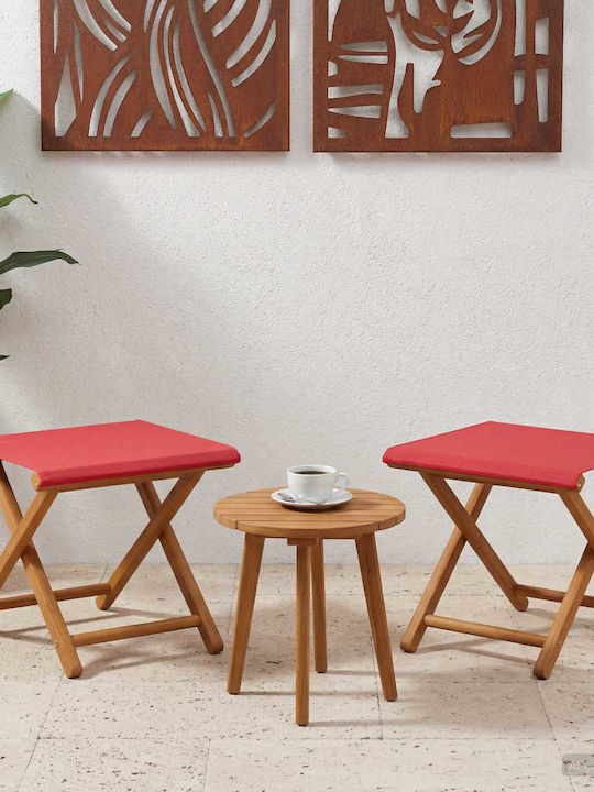 Scaun De Exterior Din Lemn Roșu Cu Pernă 2 Bucăți 41x42x36.5 Cm