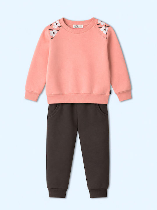 Nek Kids Wear Σετ Φόρμας Ροζ & Ανθρακί