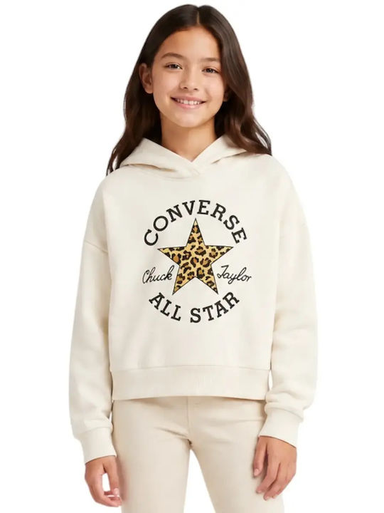 Converse Παιδικό Φούτερ με Κουκούλα Λευκό