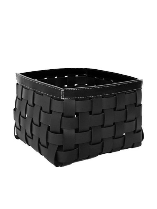 Decorative Basket Artificial Leather Black 25x25x18cm