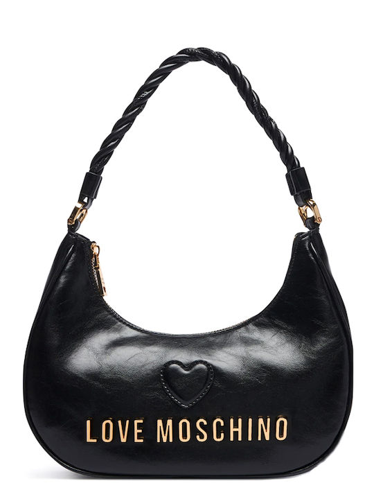 Moschino Geantă de umăr din piele pentru femei Neagră