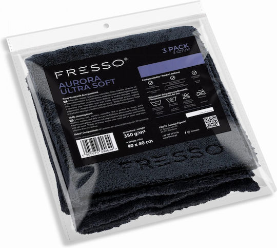 Fresso Microfiber Towels Aurora Ultra Soft 40 x 40 cm 350 g/m² Long Fiber Laser Cut Edges Set 3 Pcs 390624/fre 390624/fre