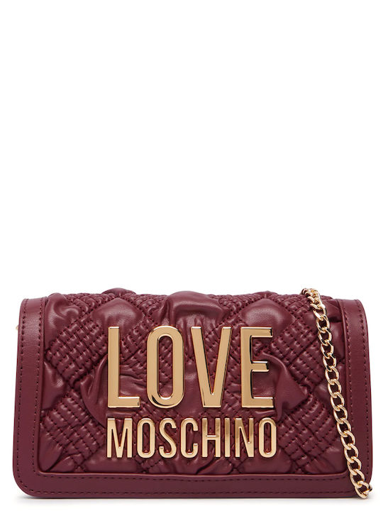 Moschino Μεγάλο Δερμάτινο Γυναικείο Πορτοφόλι Μπορντό