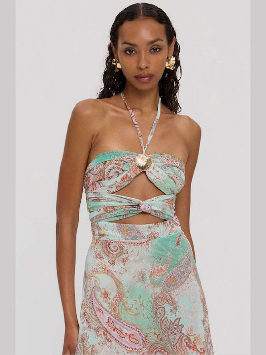 Ciel Damen Bluse Trägerlos Mint Paisley Ciel Damen Bluse Trägerlos Mint Paisley