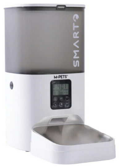 M-Pets Smarto M800 Automatischer Futterautomat für Hund & Katze 6lt 37,2cm in Weißer Farbe