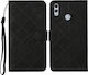 Erhabenes Muster Brieftasche Leder / Synthetisches Leder / Silikon Schwarz (Honor 8X)