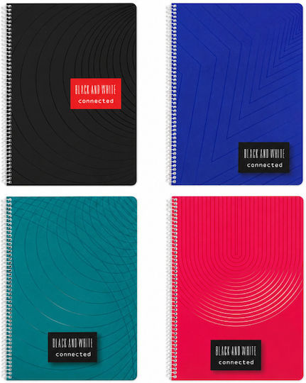 Black & White Spiral Ruled Notebook B5 90 Paper Sheets 3 Subjects (Miscellaneous Designs/Colors)
