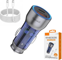 Car Charger 52.5w Usb-c Pd 30w + Usb-a Qc 22.5w 1m Usb-c To Usb-c Cable Fast Charging Quick Charge Phone Tablet Compact Blue Grey Car Charger 52.5w Usb-c Pd 30w + Usb-a Qc 22.5w 1m Usb-c To Usb-c Cable Fast Charging Quick Charge Phone Tablet Compact Blue Grey