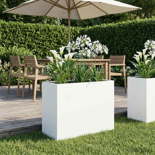 vidaXL Ghiveci De Flori Metalic Alb 60x30x40cm