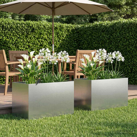 vidaXL Set 2 Metallische Pflanzgefäße Silber 40cm
