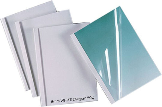 Thermal Binding Covers 6mm White 240gsm 50pcs 124370045 Rexel