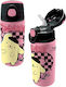 Graffiti Kids Silicone Thermos Water Bottle with Straw Multicolour 450ml