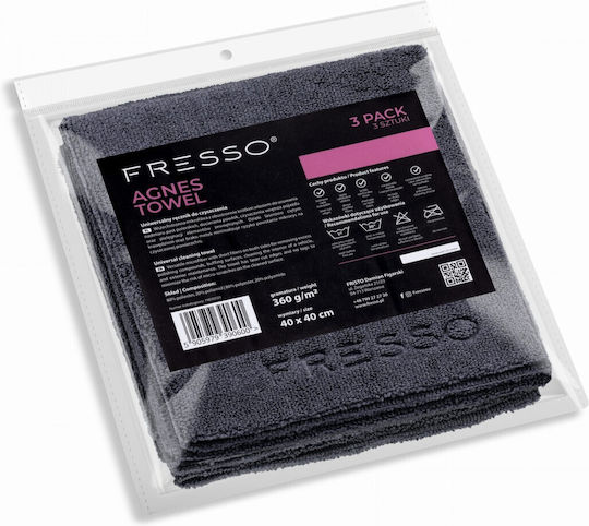 Fresso Lavete din Microfibră pentru Lustruire / Curățare / Uscare pentru Plasticele Interioare - Tabloul de Bord al Mașinii 360gsm 40x40cm 3 Buc