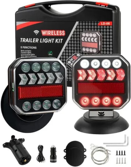 Roza Ld-06 Wireless Magnetic LED Trailer Lights 12-24V IP67 Rechargeable USB-C Wireless Trailer Light Kit Trailer Caravan & RV