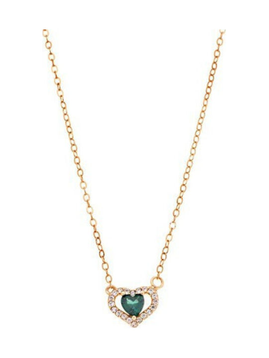 Senza Necklace With Heart Design In Gold Plated Silver