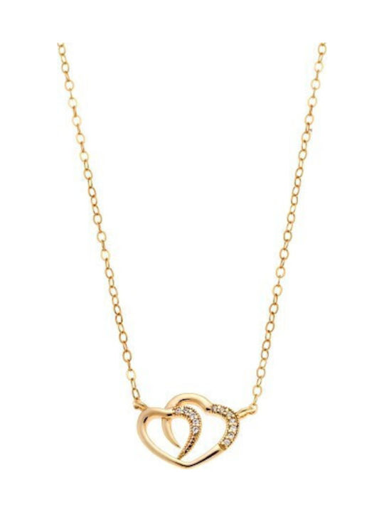 Senza Double Necklace with Heart Design in Gold...
