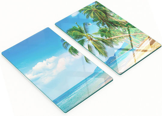 Tulup Set Blue Glass Chopping Board 52x30cm 2 Pieces