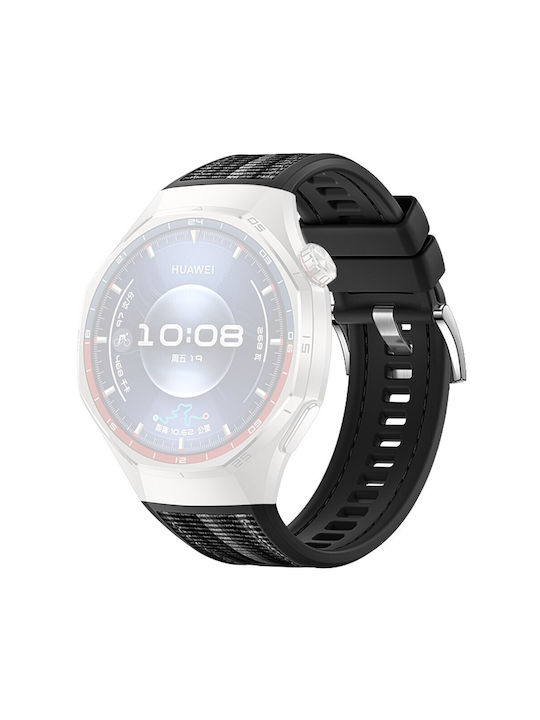 Huawei Watch Ultimate 2/Watch GT Runner 2/Watch GT 6 Pro 46mm Nylon Silicone Strap Black