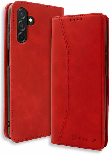 Bodycell калъф книга от изкуствена кожа за Samsung A27 червен