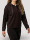 Long Women's Sweatshirt Hooded Chocolate Torte