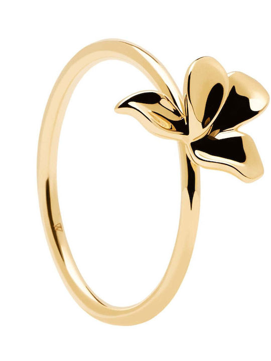 P D Paola Damentlicher Ring mit Zirkon aus vergoldetem Silber