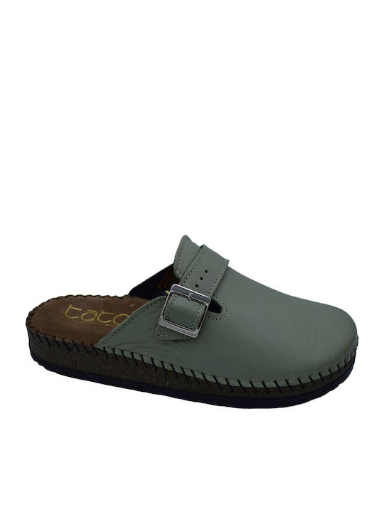 Anatomic Leather Clogs Women's Slippers Green