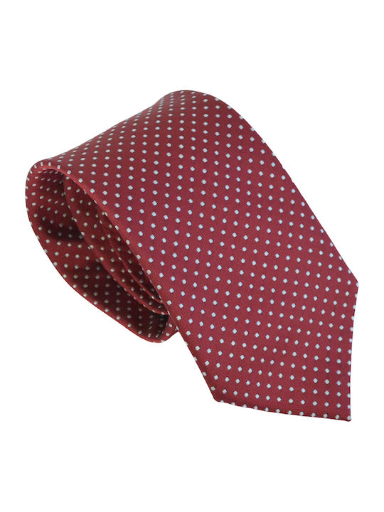 Men's Silk Tie Printed Pattern In Burgundy Colour